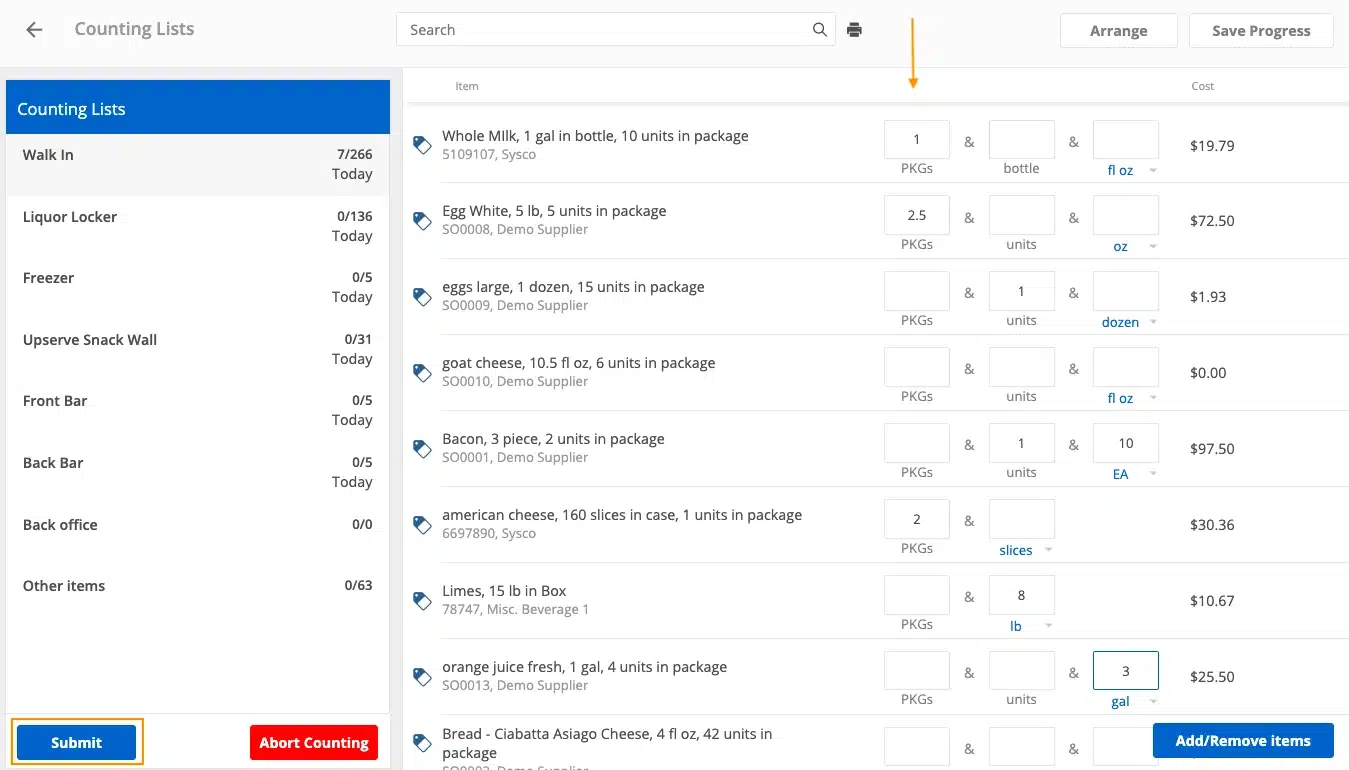Upserve inventory software for restaurant