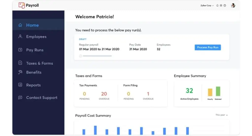 Zoho Payroll Software 