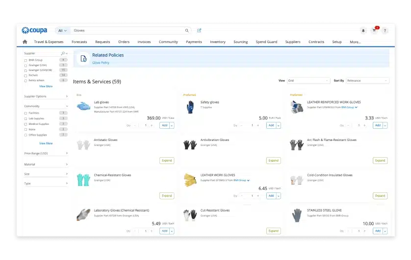 Coupa purchasing system software