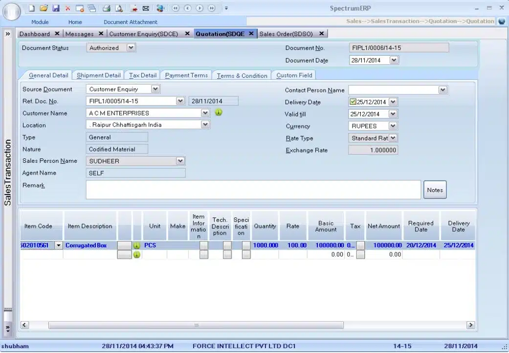 Spectrum ERP