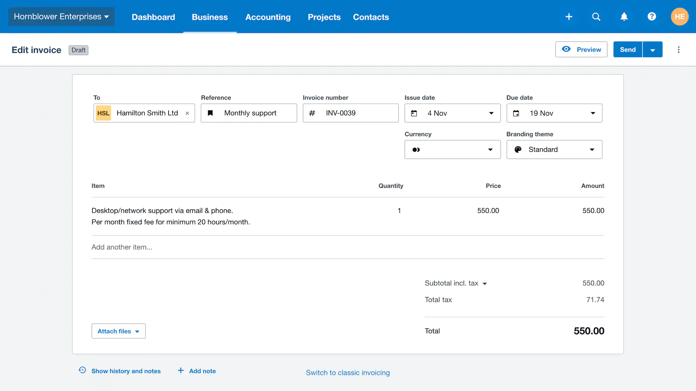 xero e-invoicing software