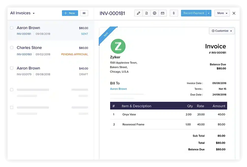 zoho invoicing software