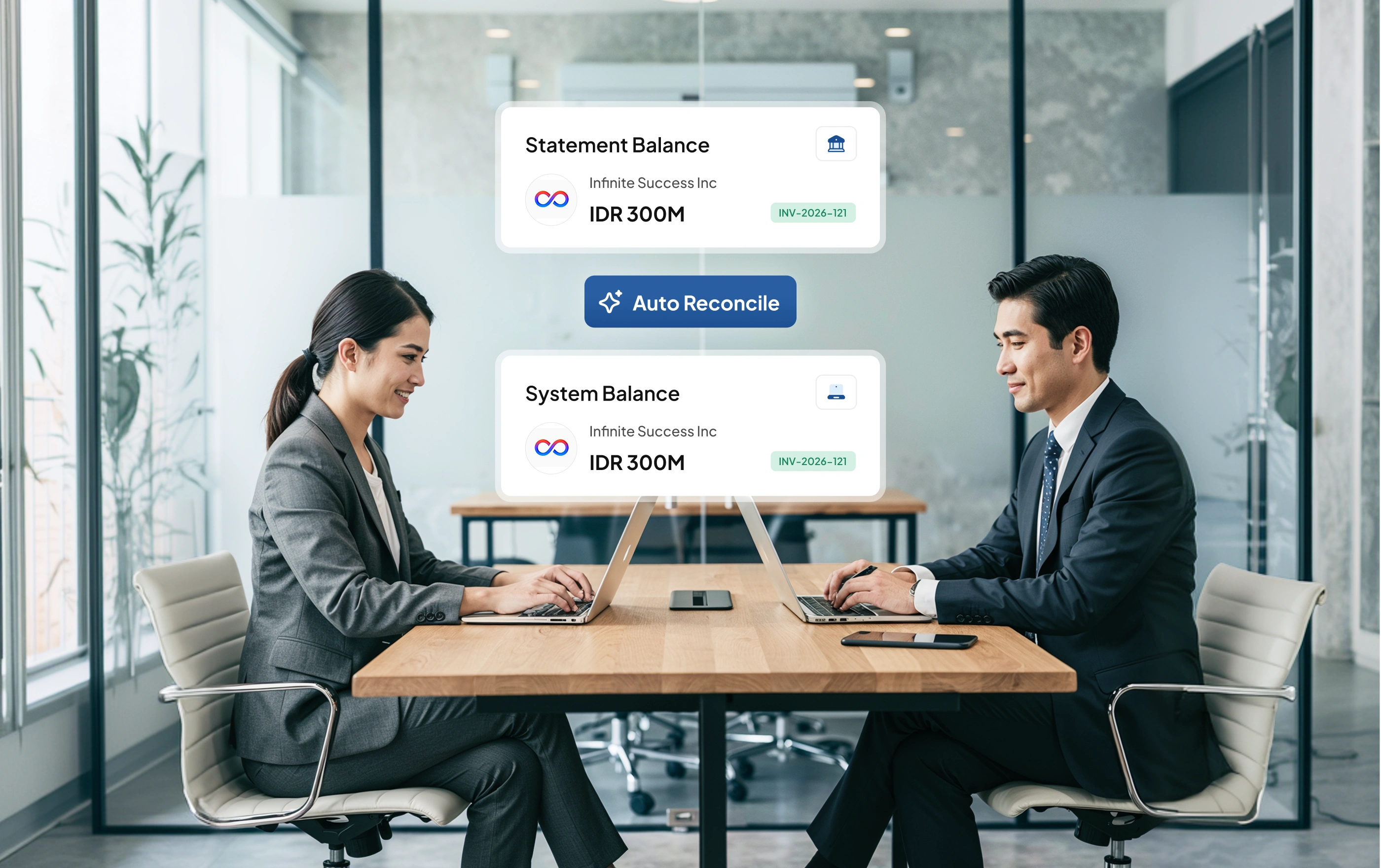 Tampilan modul Rekonsiliasi Otomatis pada sistem accounting HashMicro