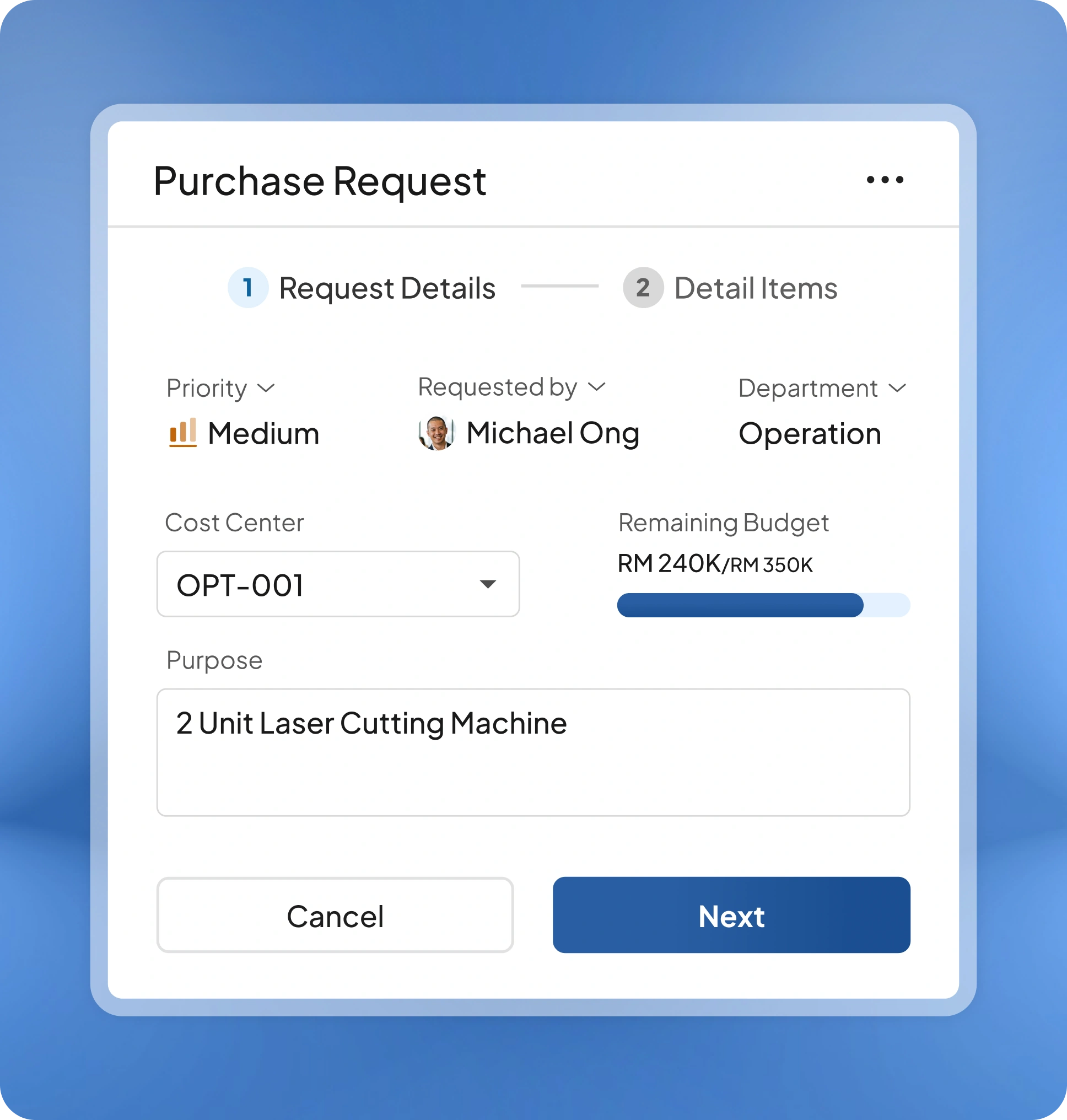 Purchase Request Management feature preview