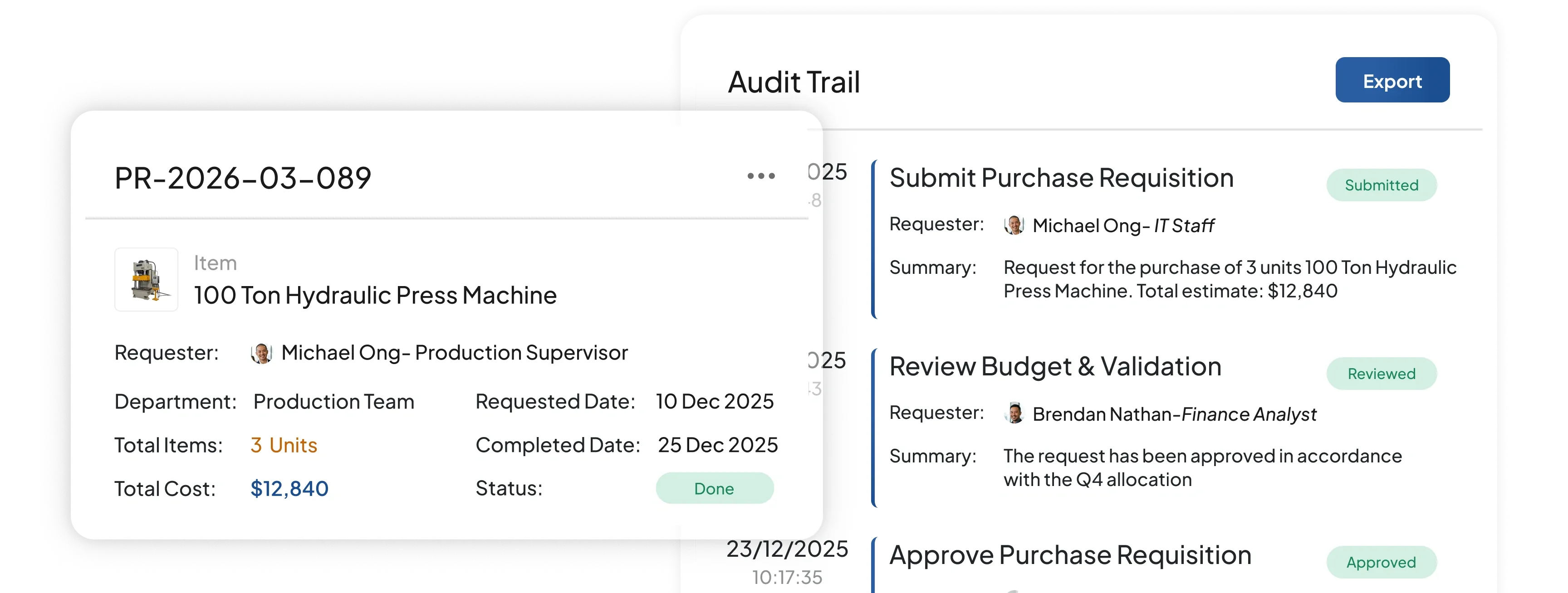 procurement software feature image for Audit Trail On Every Decision