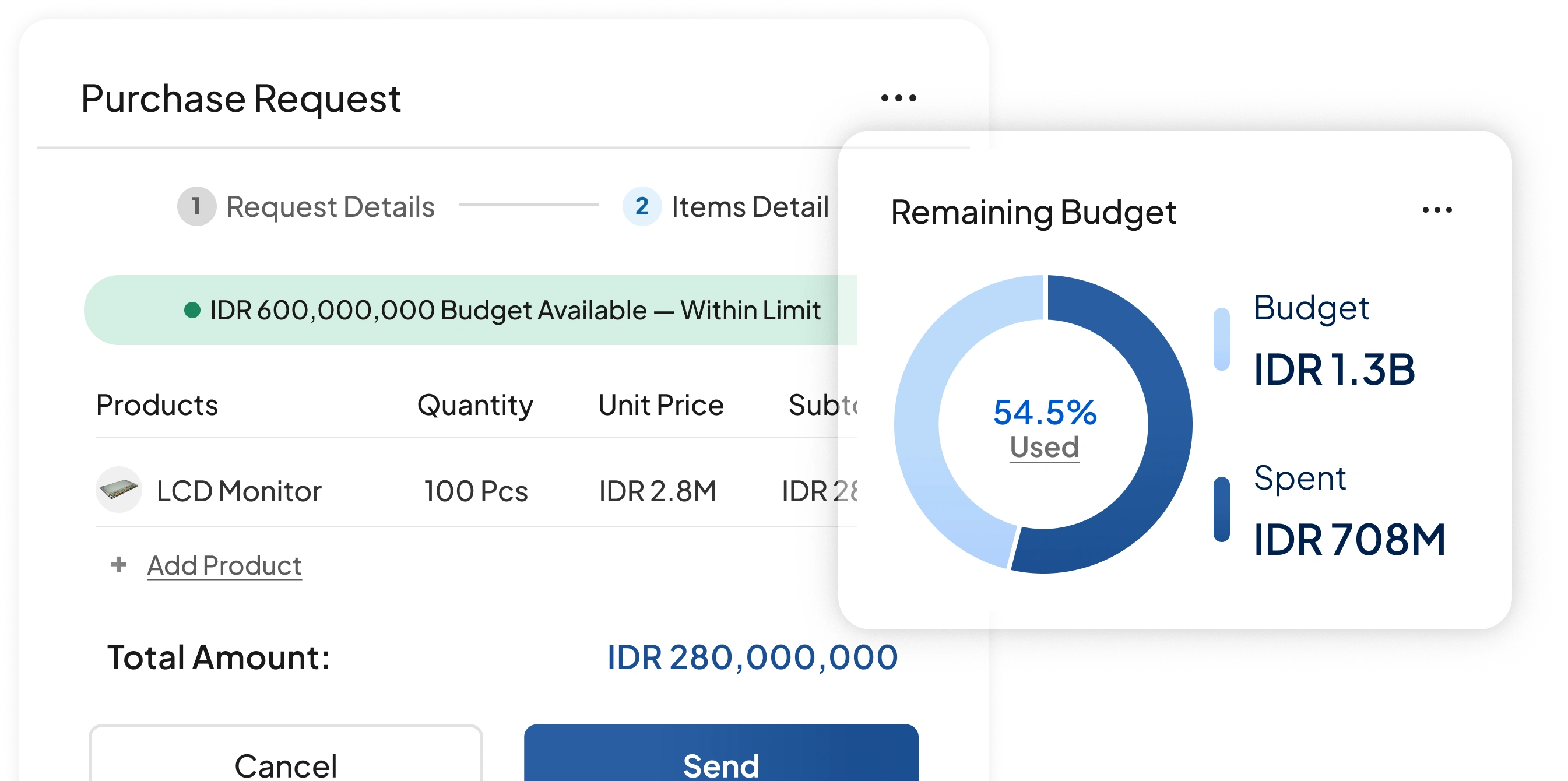 Fitur Pengecekan Anggaran Sebelum Diproses pada software procurement HashMicro