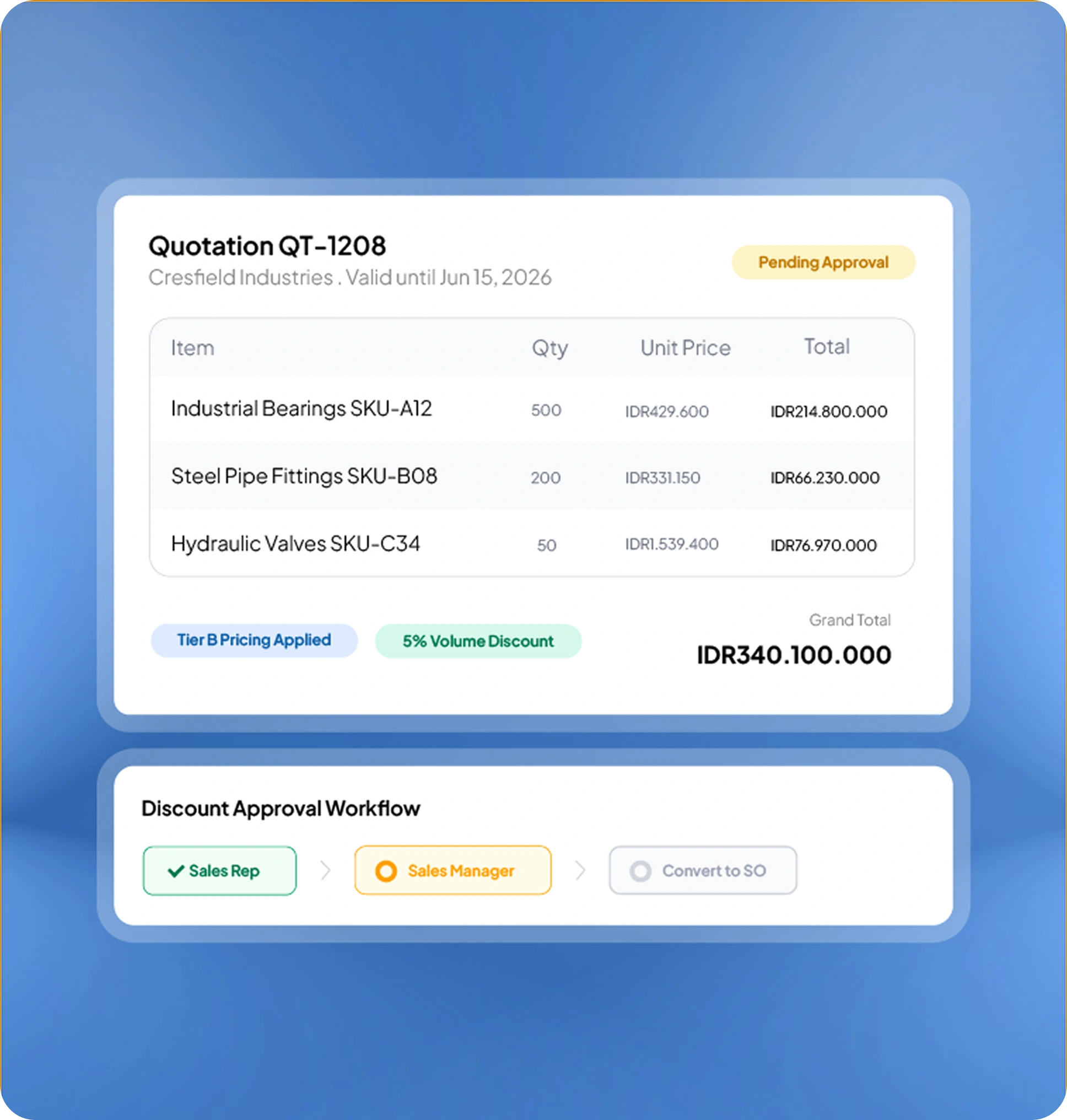 Halaman fitur aplikasi sales HashMicro untuk Harga & Penawaran