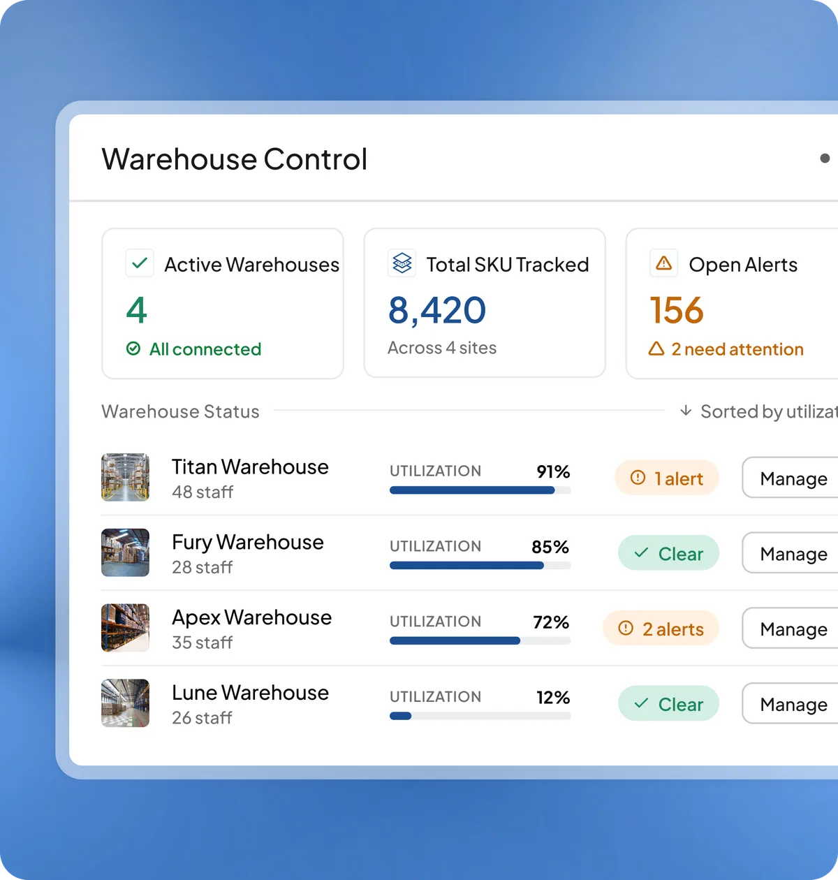 Warehouse Overview module preview