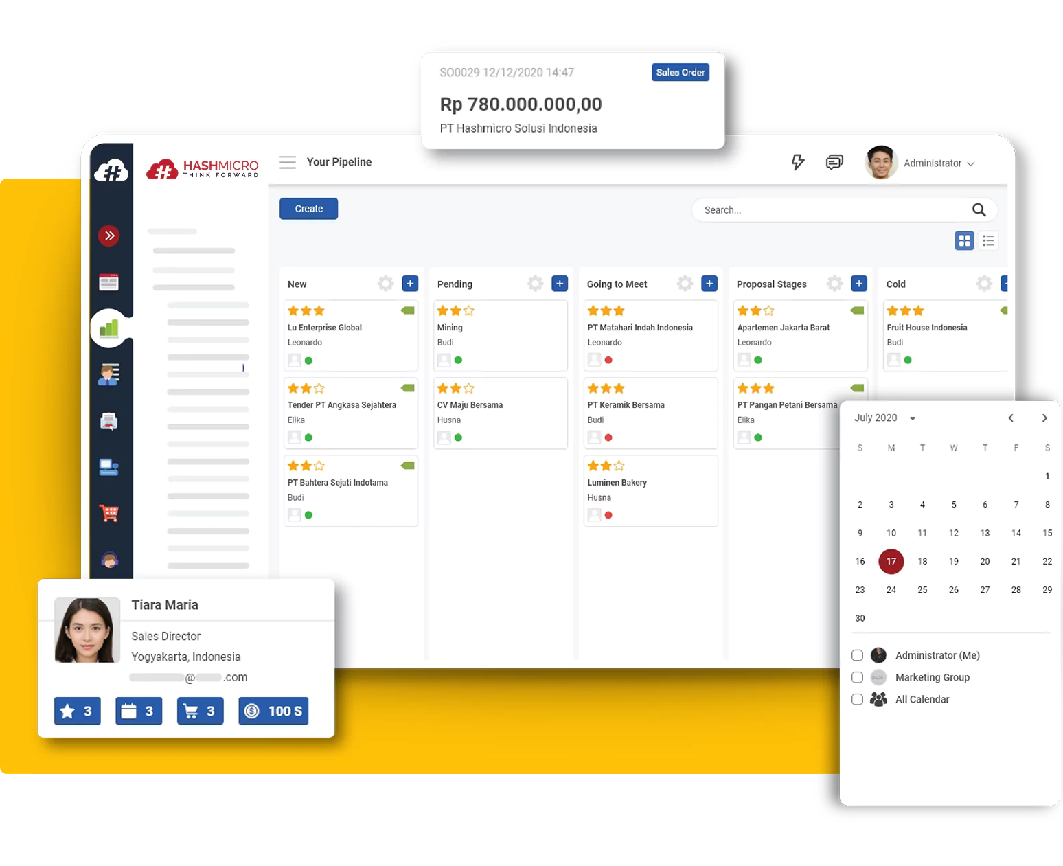 Dashboard Software CRM untuk bisnis perhiasan