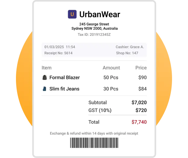 Receipt & Tax Invoice Management