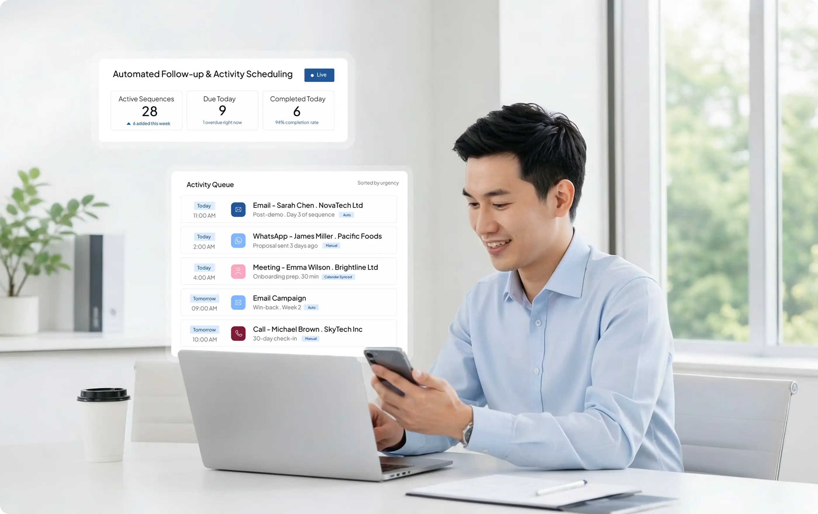 crm management module HashMicro for Automated Follow-Up & Activity Scheduling