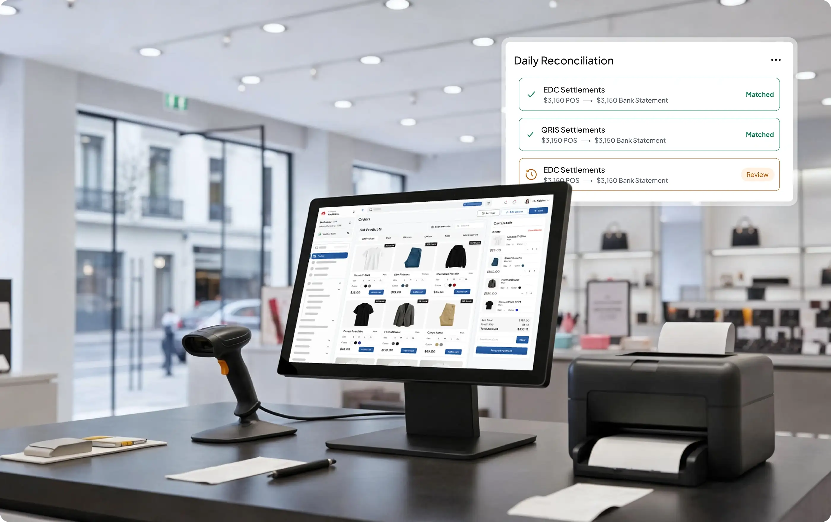 pos retail management module HashMicro for Bank Settlement with Auto Reconciliation Bank Settlement with Auto Reconciliation