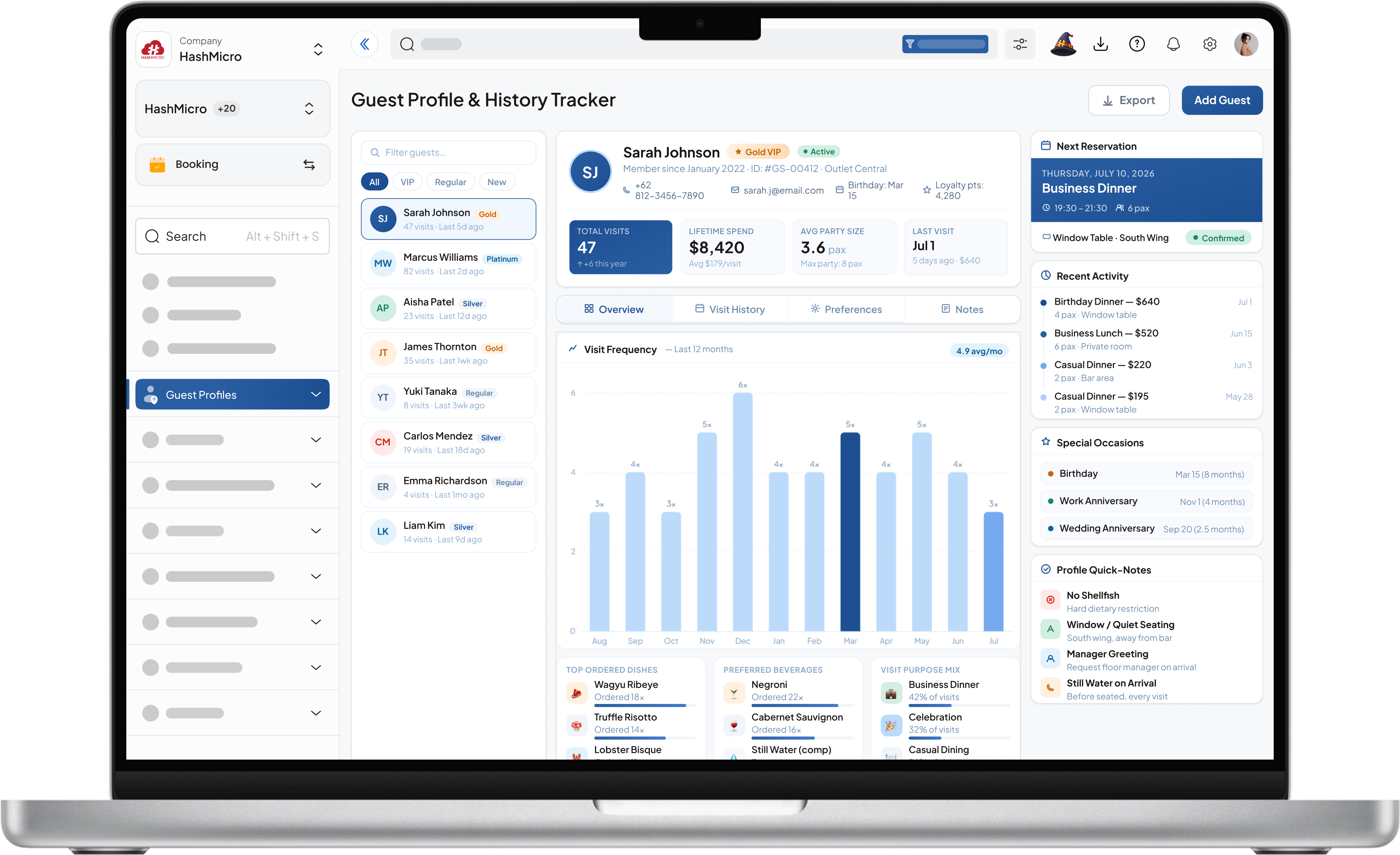 Guest Profile & History Tracker