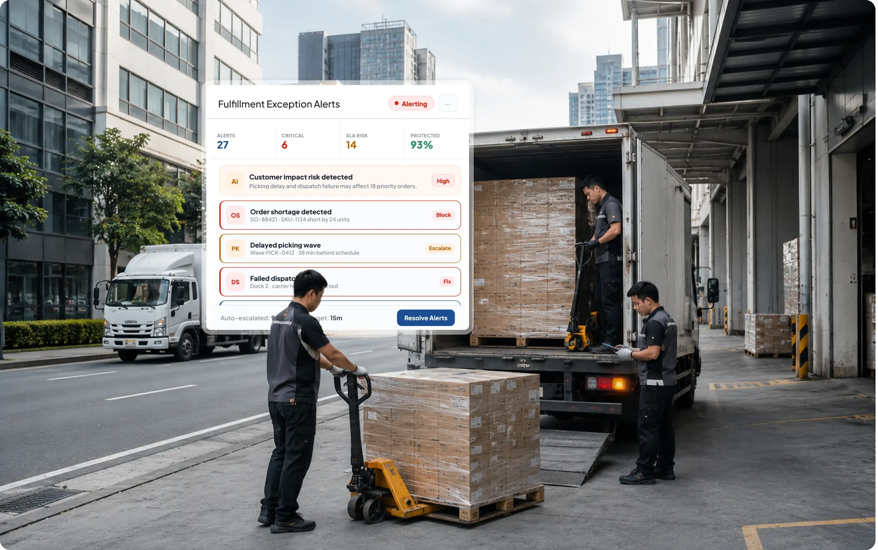 Fulfillment exception alerts dashboard