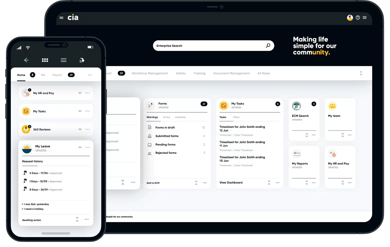 TechnologyOne erp dashboard