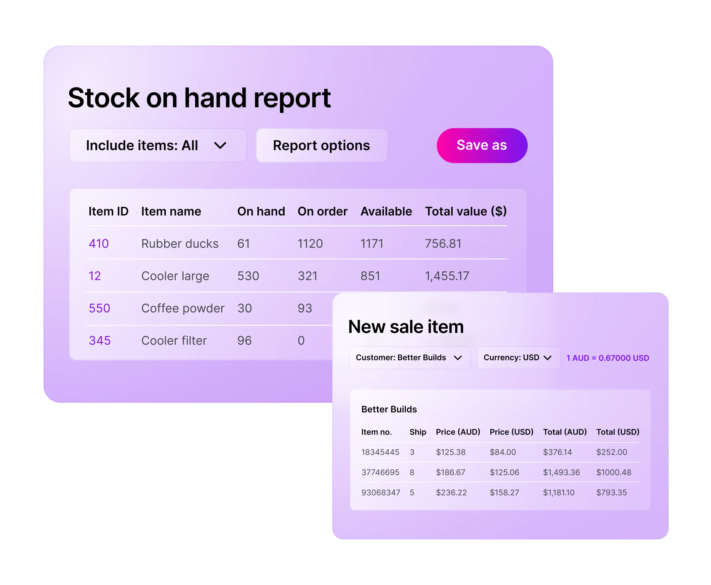 myob inventory software