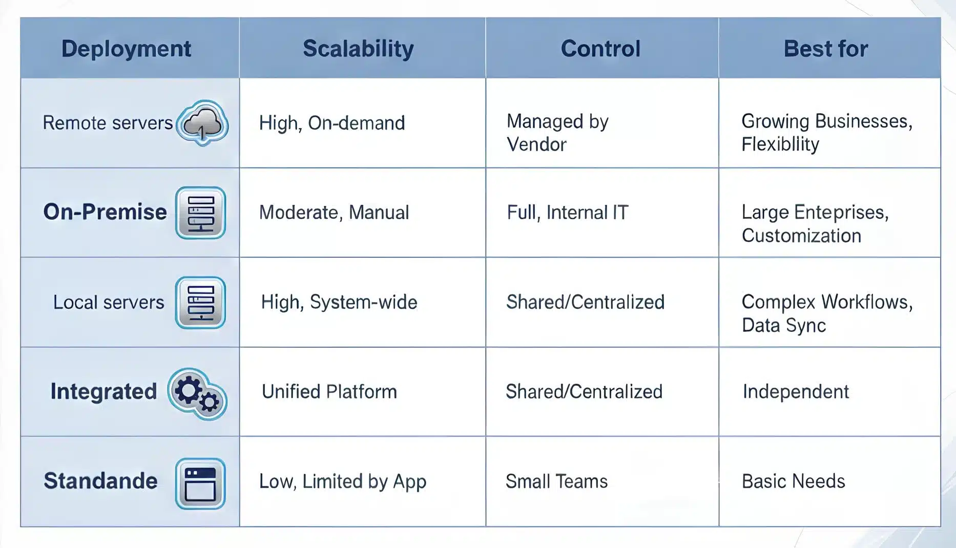 Sales order management system types comparison