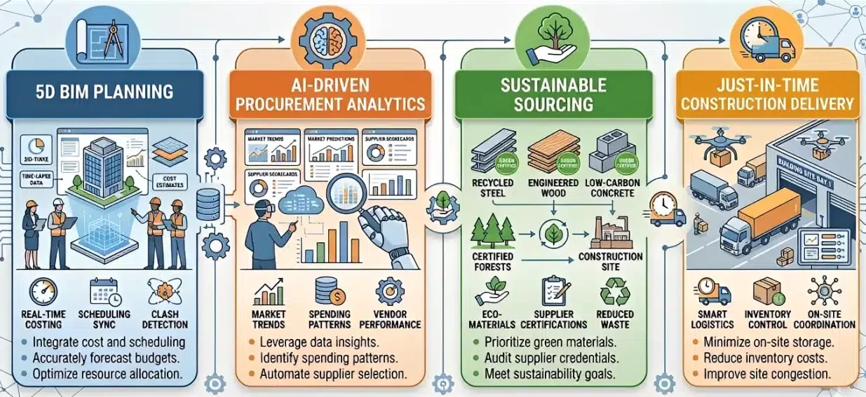 modern construction procurement trends including 5d bim ai analytics and sustainable sourcing
