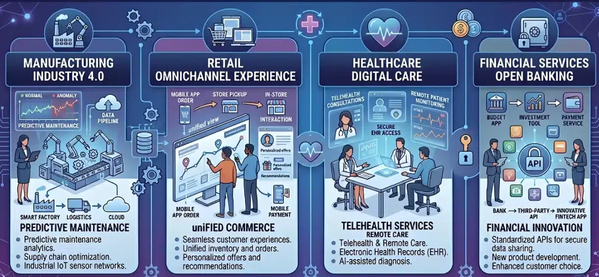 digital transformation use cases across industries infographic