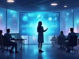 employee development strategy dashboard in modern corporate office