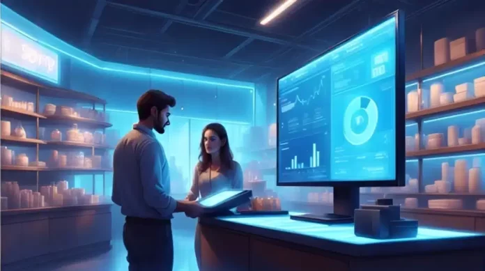 Retail POS system managing sales transactions and inventory in a modern retail store