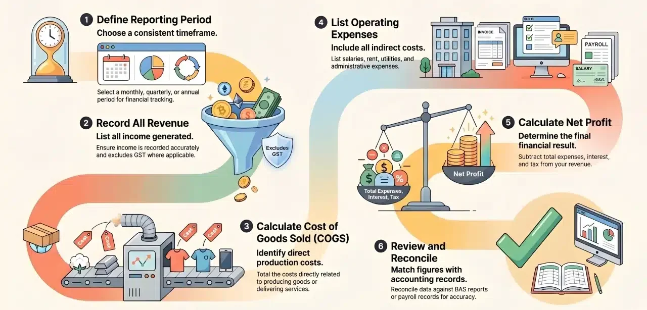 steps to prepare a profit and loss statement
