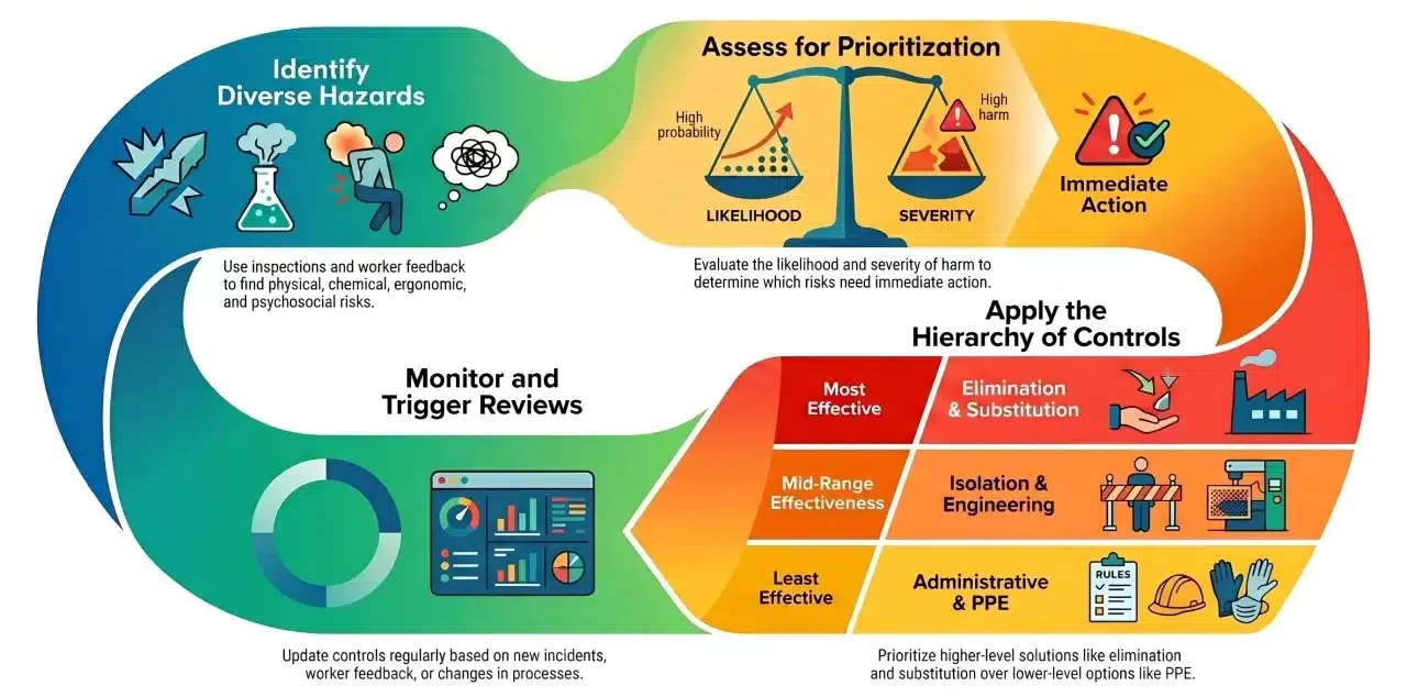 workplace risk management steps under WHS act