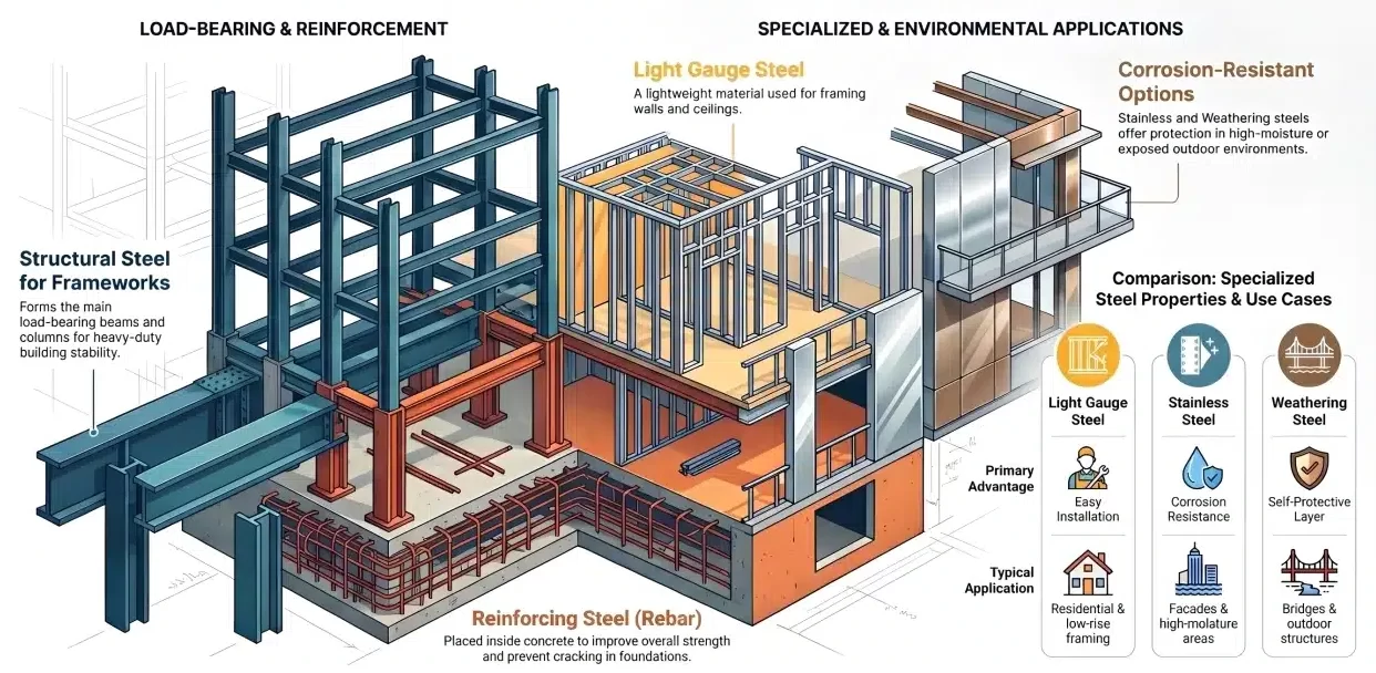 Types of Steel Used in Construction