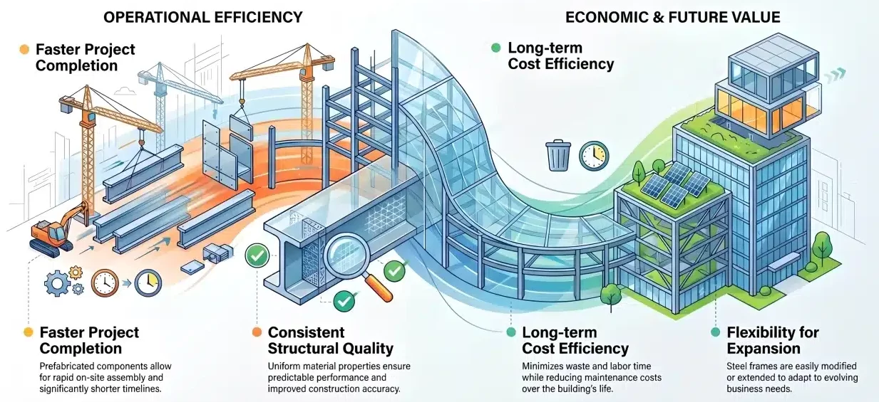 advantages of steel construction
