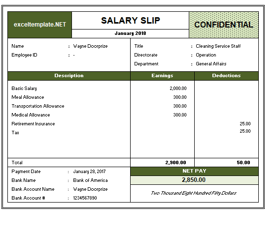 Salary Slip Example