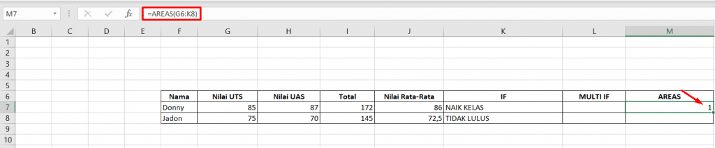 Excel Formula: AREAS