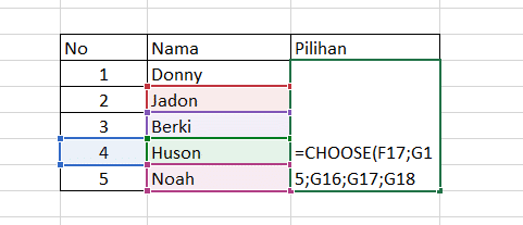 Excel Formula: CHOOSE