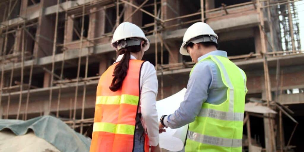 Two People Working in a Construction in Singapore