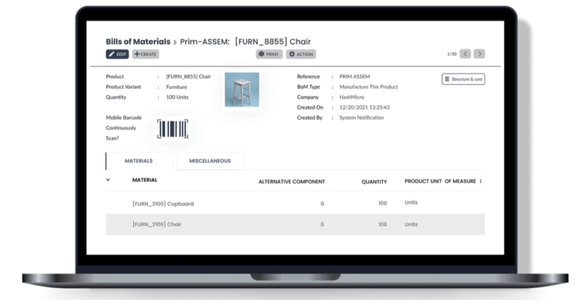 hash manufacturing software