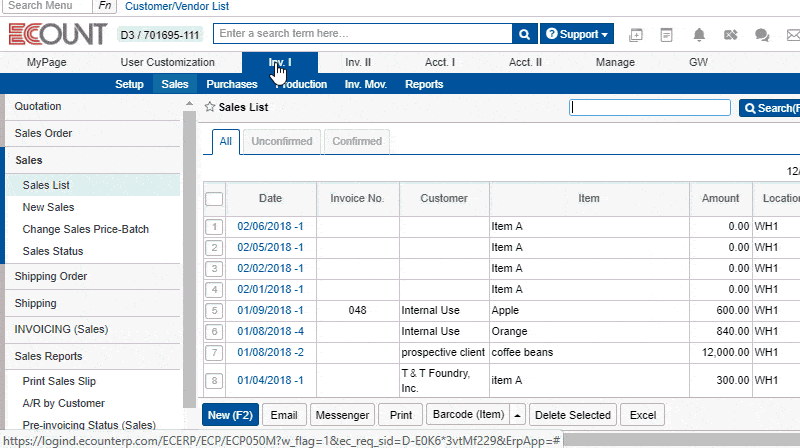 ecount erp for logistics