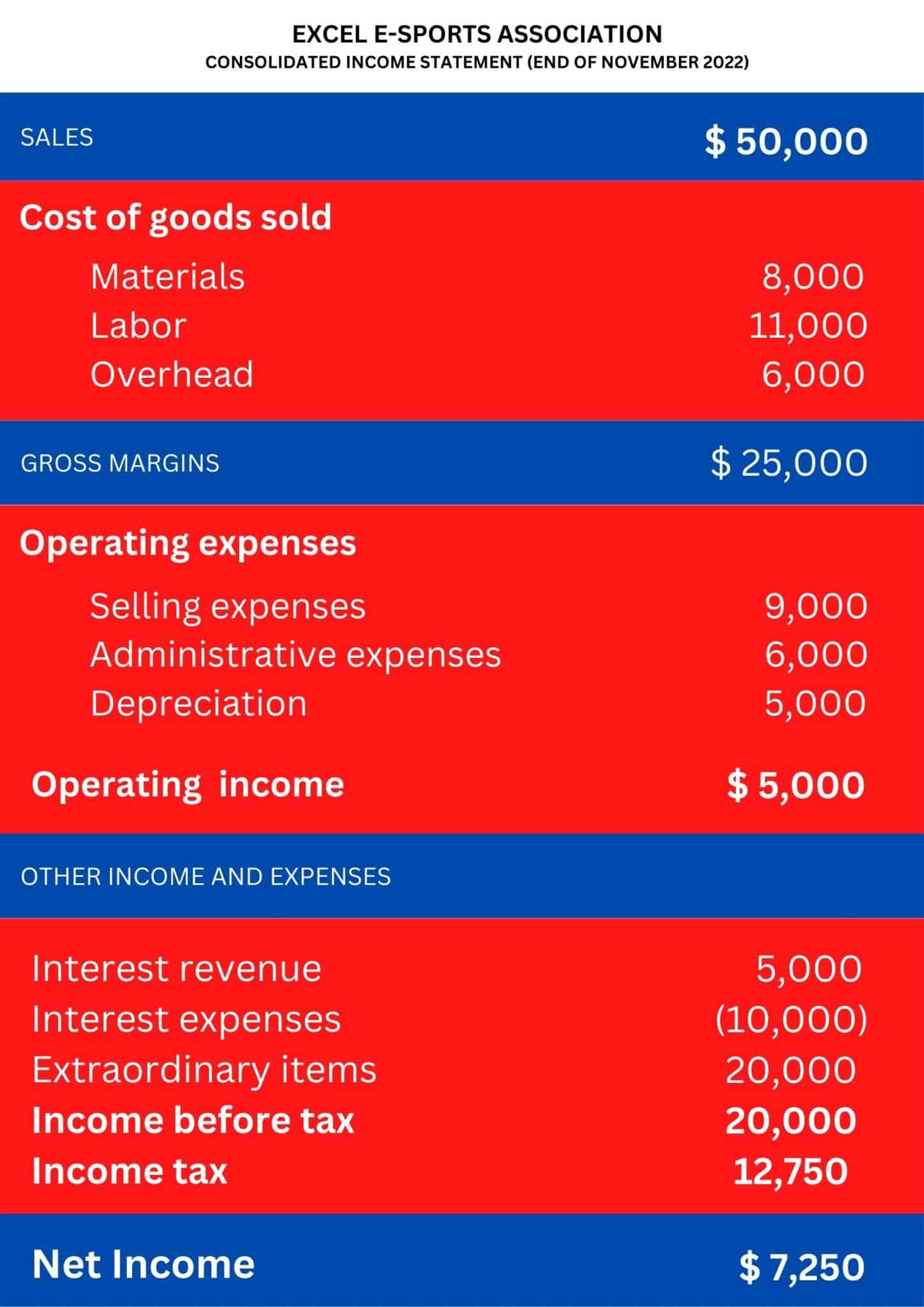 Example of single-step income statement