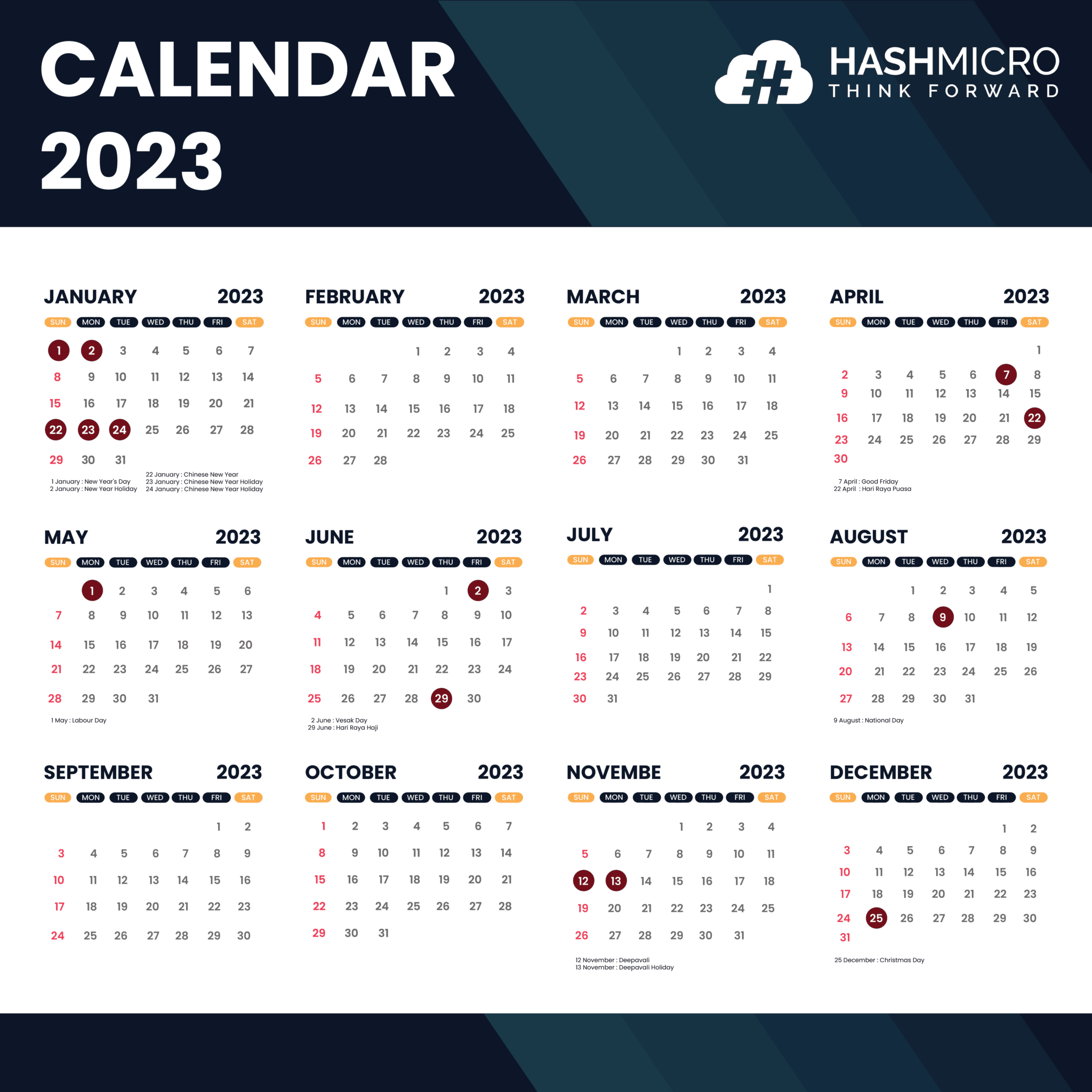 Singapore Public Holiday & Long Weekend 2023