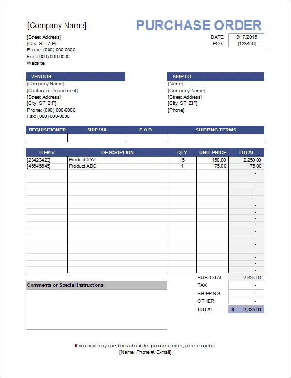 purchase order
