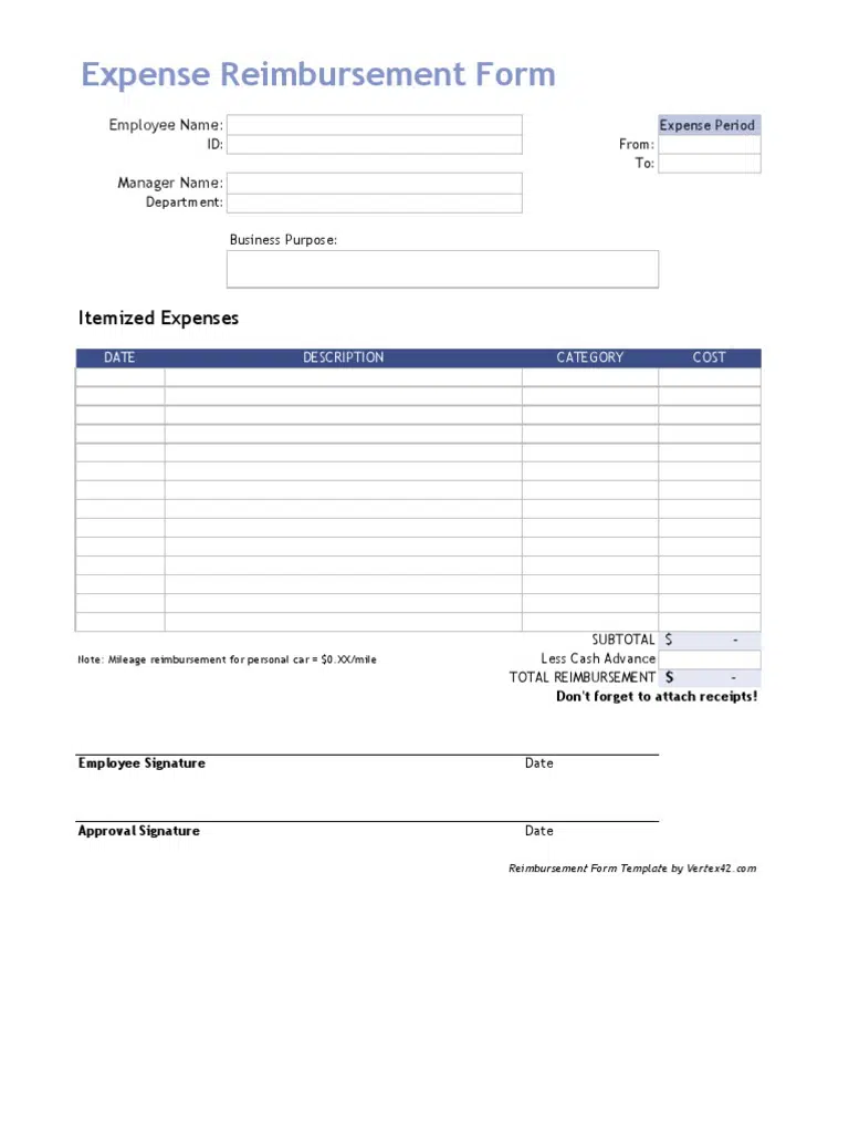 Contoh Form Reimbursement