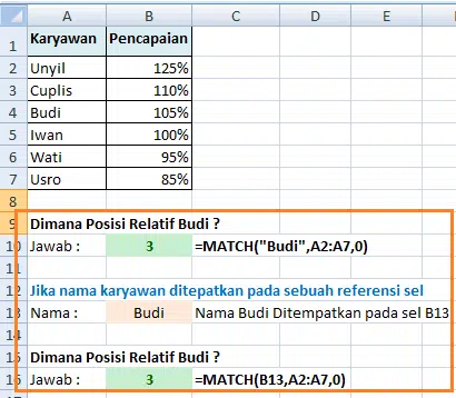Rumus Excel MATCH