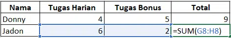 Rumus Excel SUM