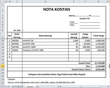 nota kontan