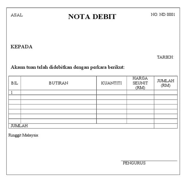 contoh nota debit