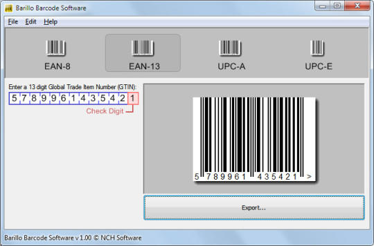 Barillo Barcode Software (https://www.nchsoftware.com/barcode/index.html)