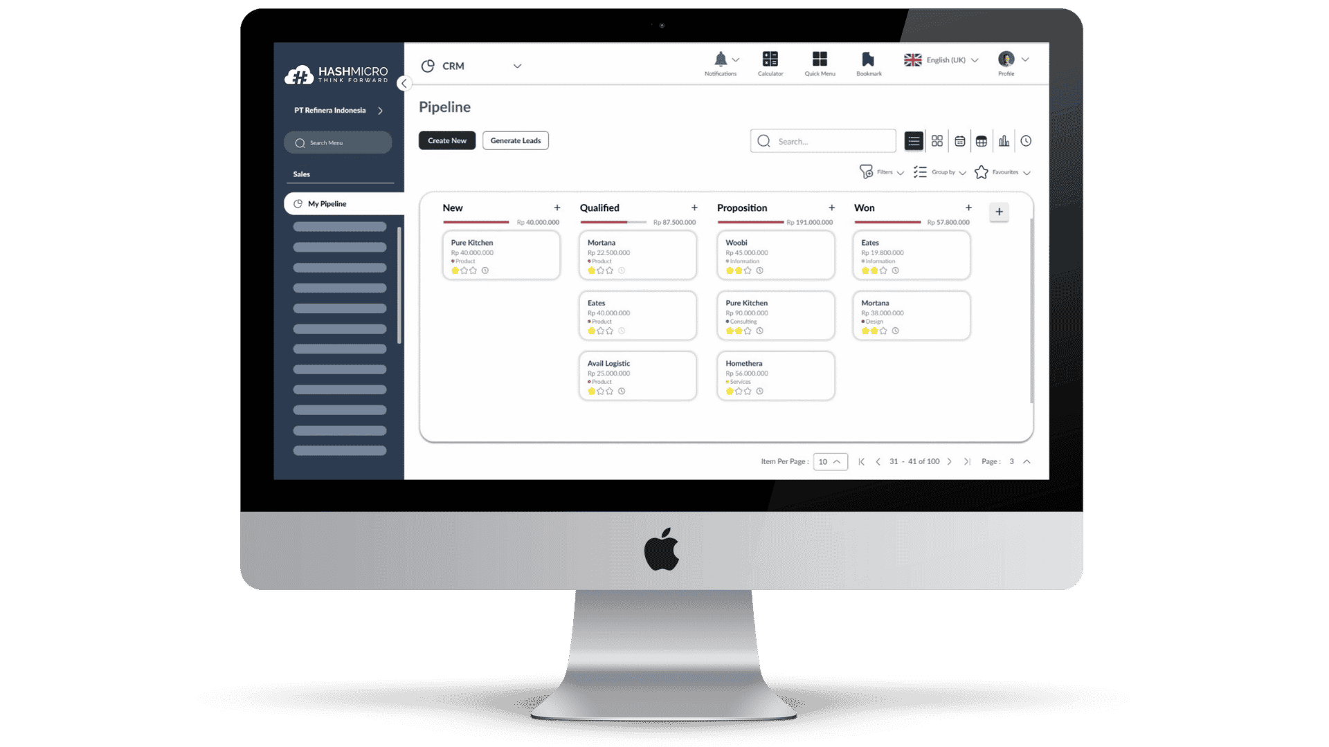 dashboard hashmicro crm