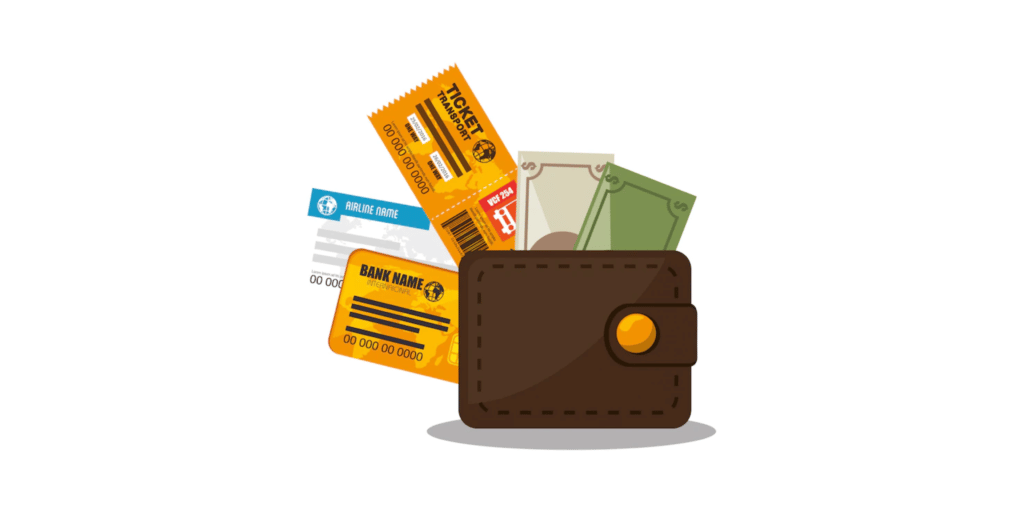 ticket and money on the wallet
