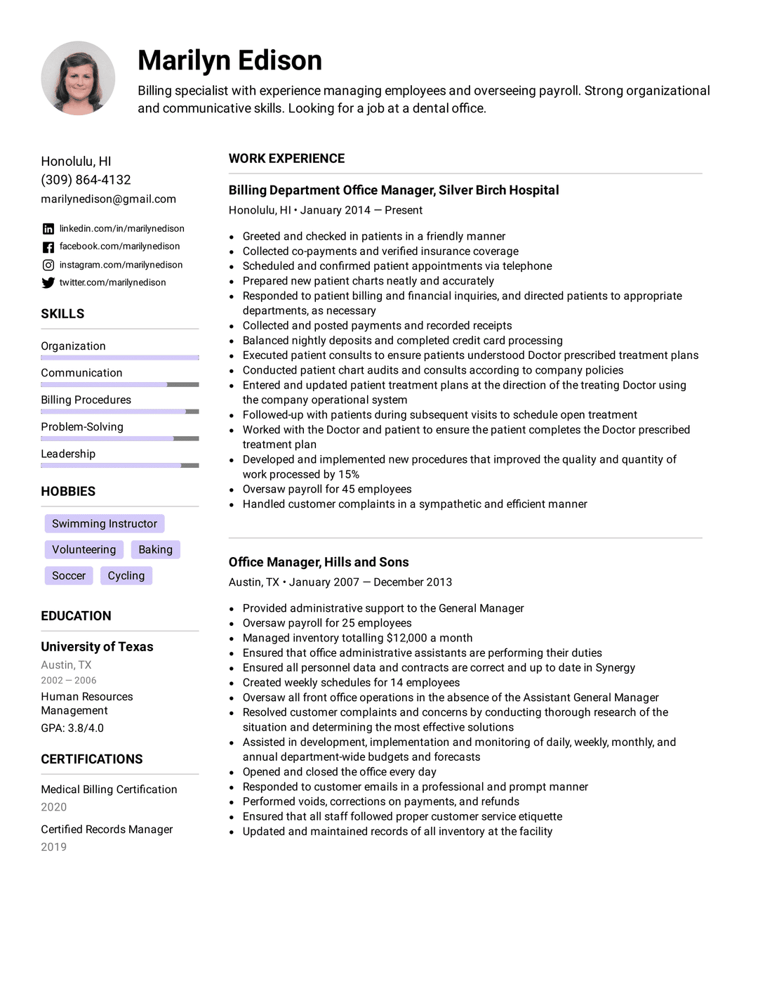 cv bahasa inggris