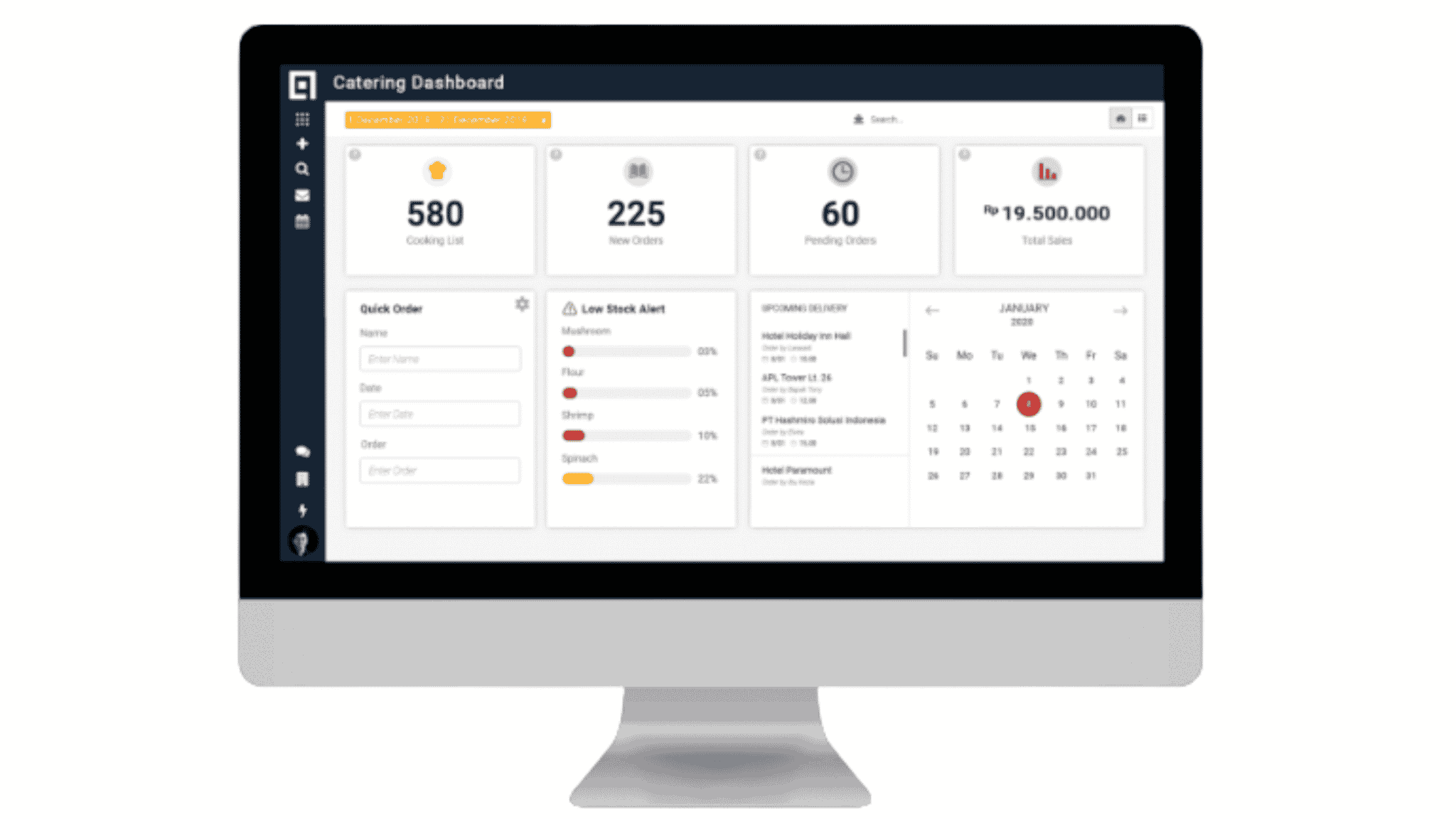 dashboard sistem manajemen catering