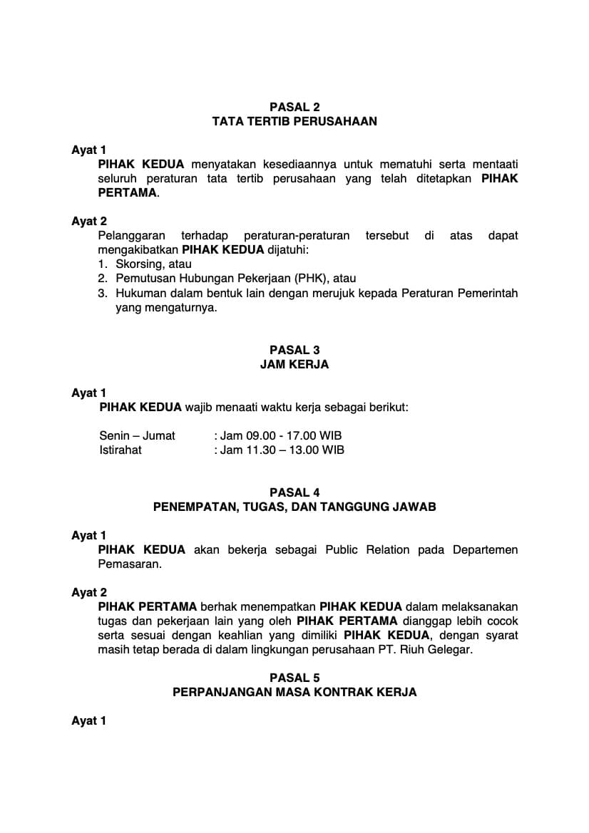 Contoh PKWT 