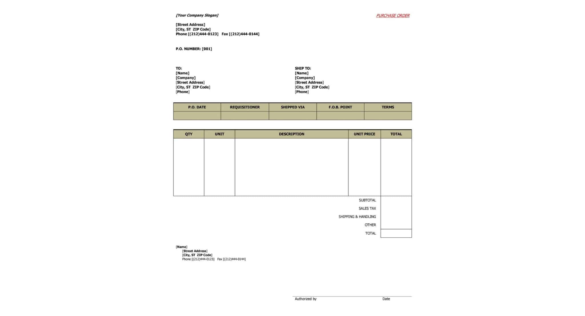 contoh surat purchase order
